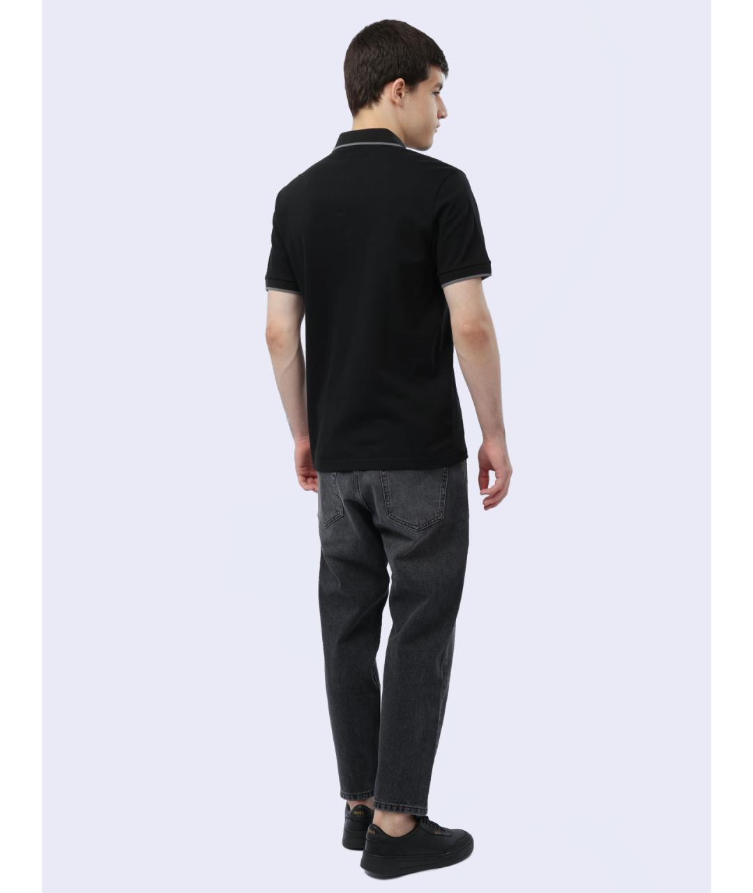 HUGO BOSS Черное хлопковое поло с коротким рукавом, фото 6