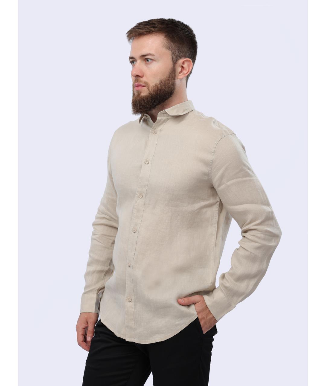 ARMANI EXCHANGE Бежевая хлопковая кэжуал рубашка, фото 3