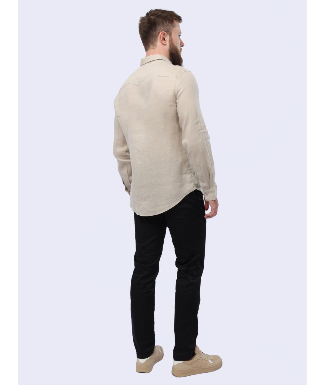 ARMANI EXCHANGE Бежевая хлопковая кэжуал рубашка, фото 6