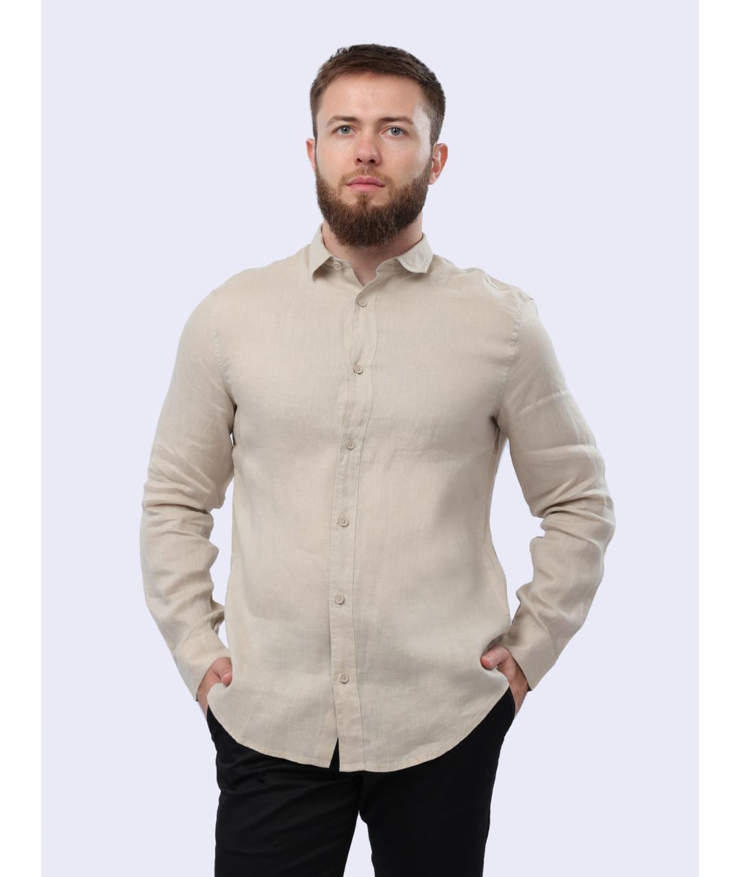 ARMANI EXCHANGE Бежевая хлопковая кэжуал рубашка, фото 7