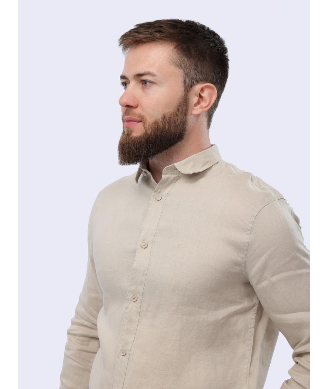 ARMANI EXCHANGE Бежевая хлопковая кэжуал рубашка, фото 4