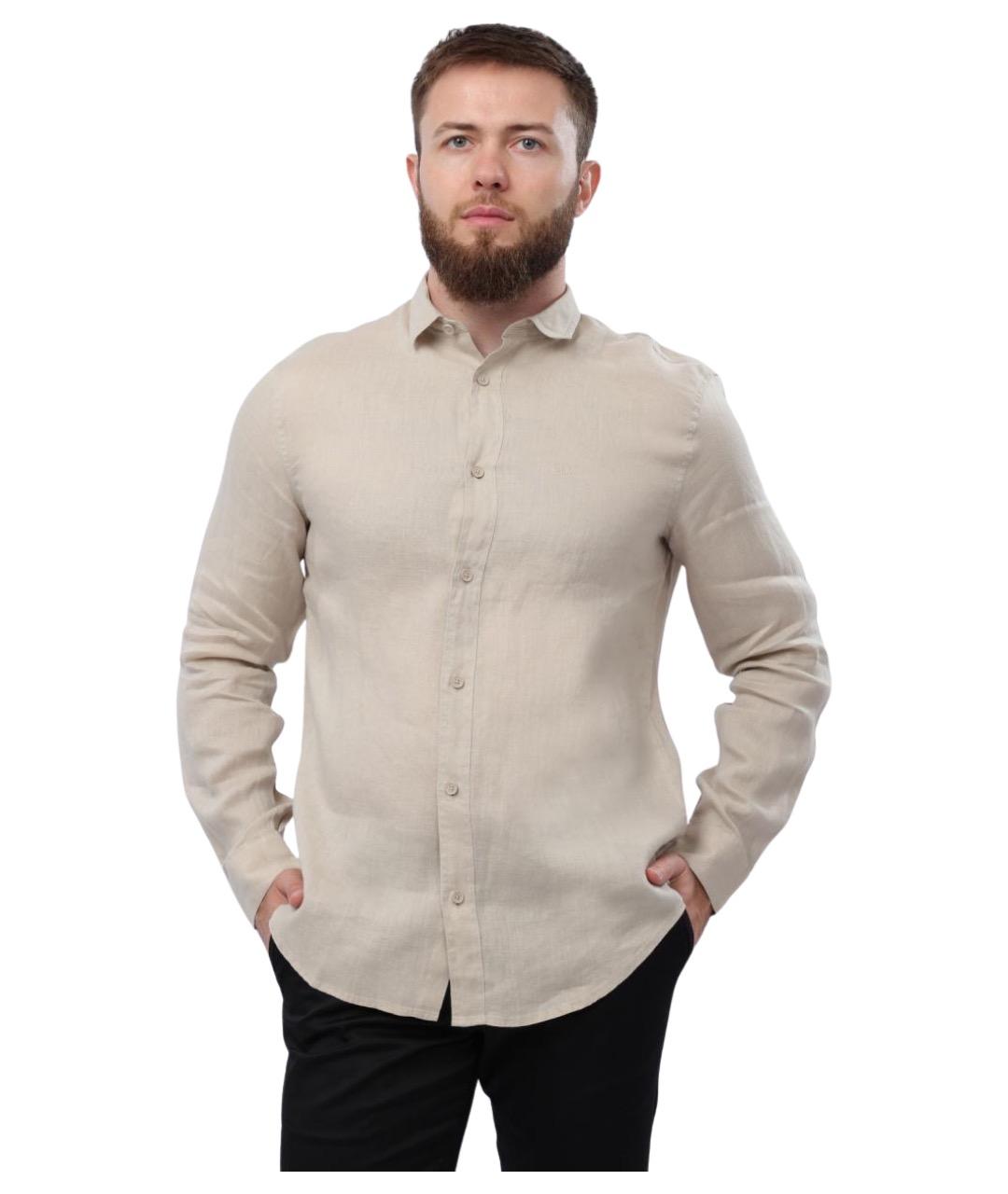 ARMANI EXCHANGE Бежевая хлопковая кэжуал рубашка, фото 1