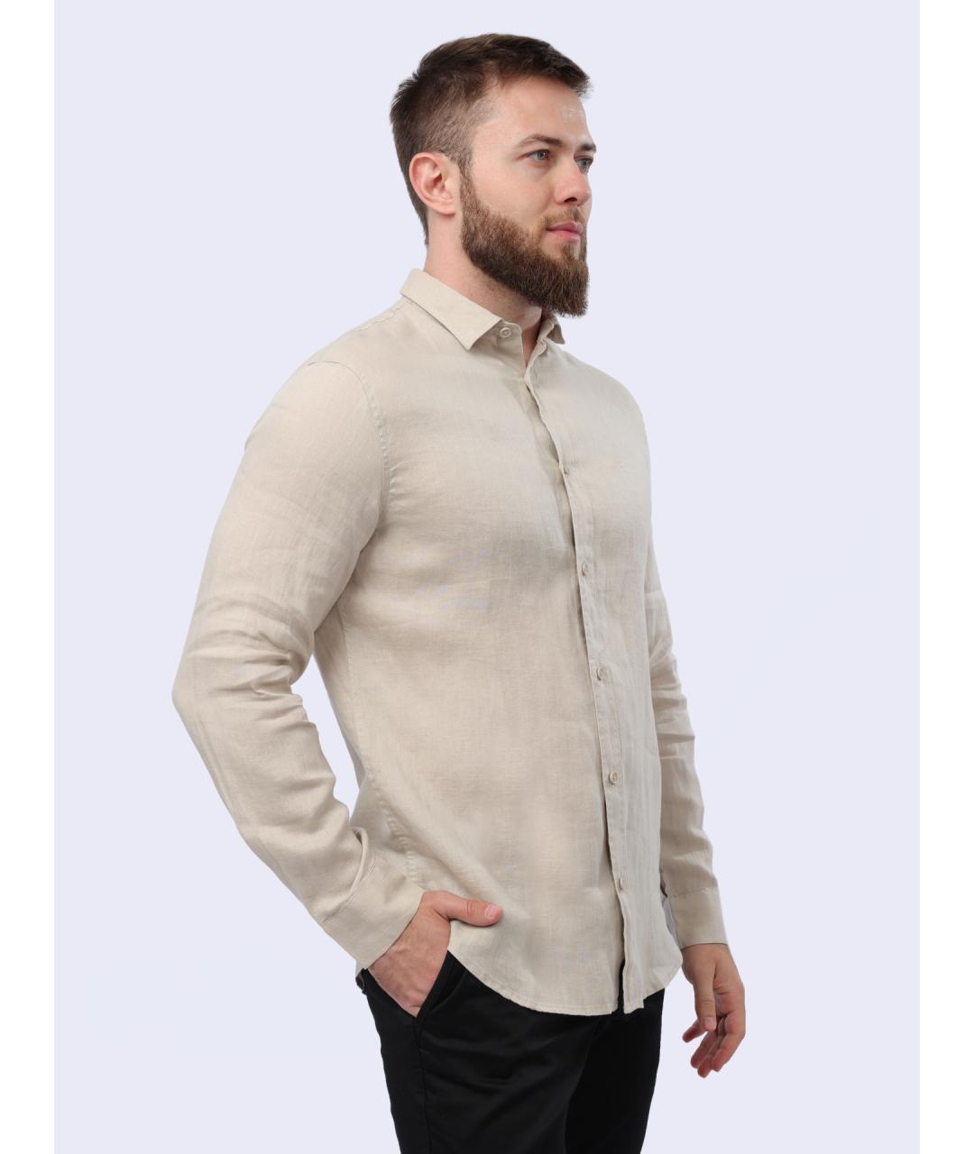 ARMANI EXCHANGE Бежевая хлопковая кэжуал рубашка, фото 5