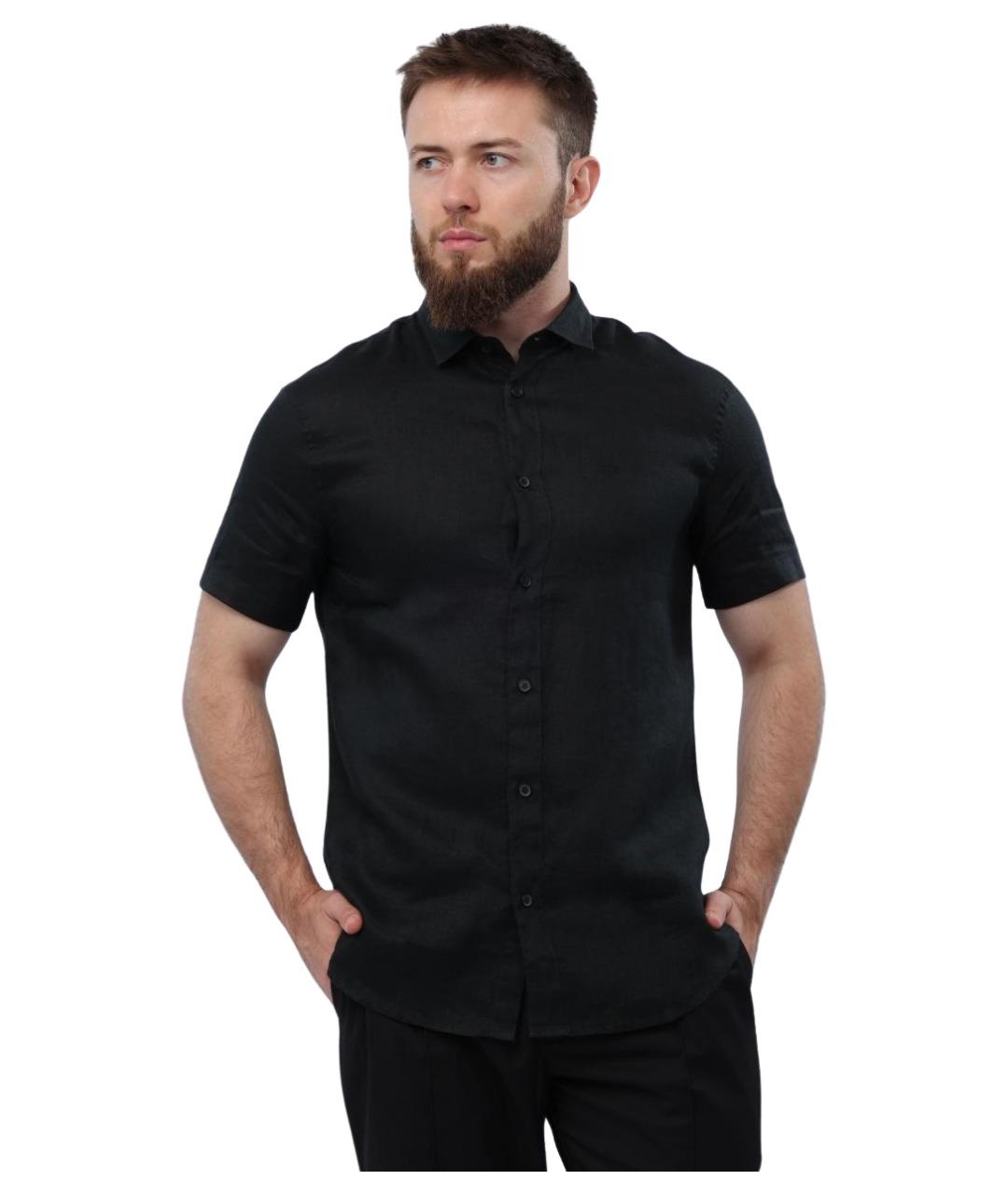 ARMANI EXCHANGE Черная льняная классическая рубашка, фото 1