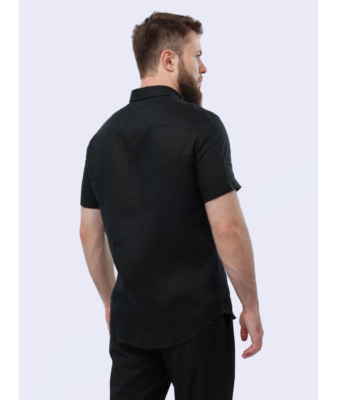 ARMANI EXCHANGE Черная льняная классическая рубашка, фото 6