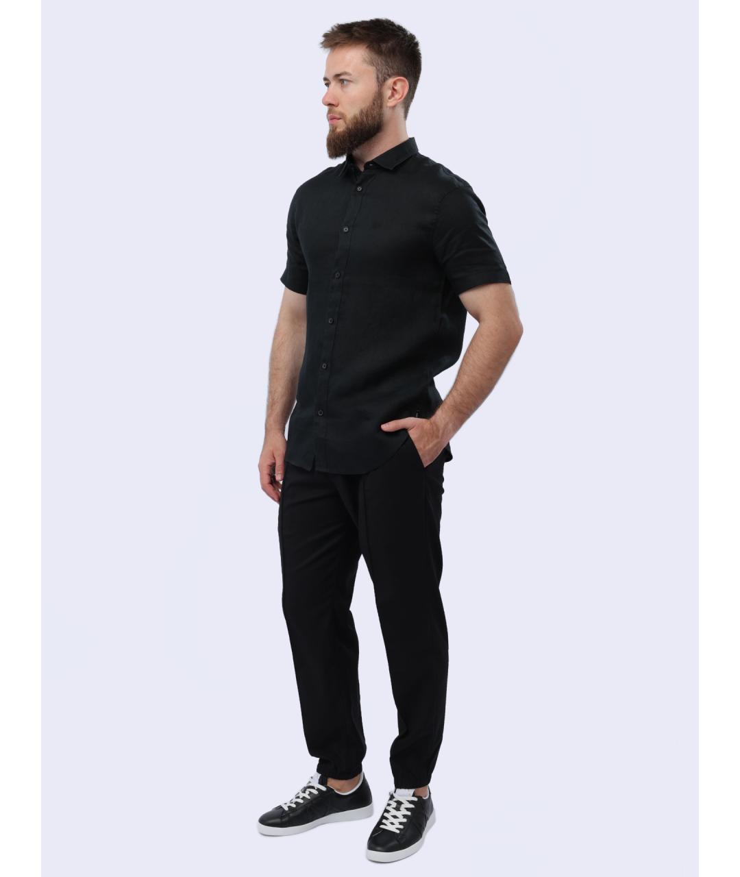 ARMANI EXCHANGE Черная льняная классическая рубашка, фото 3