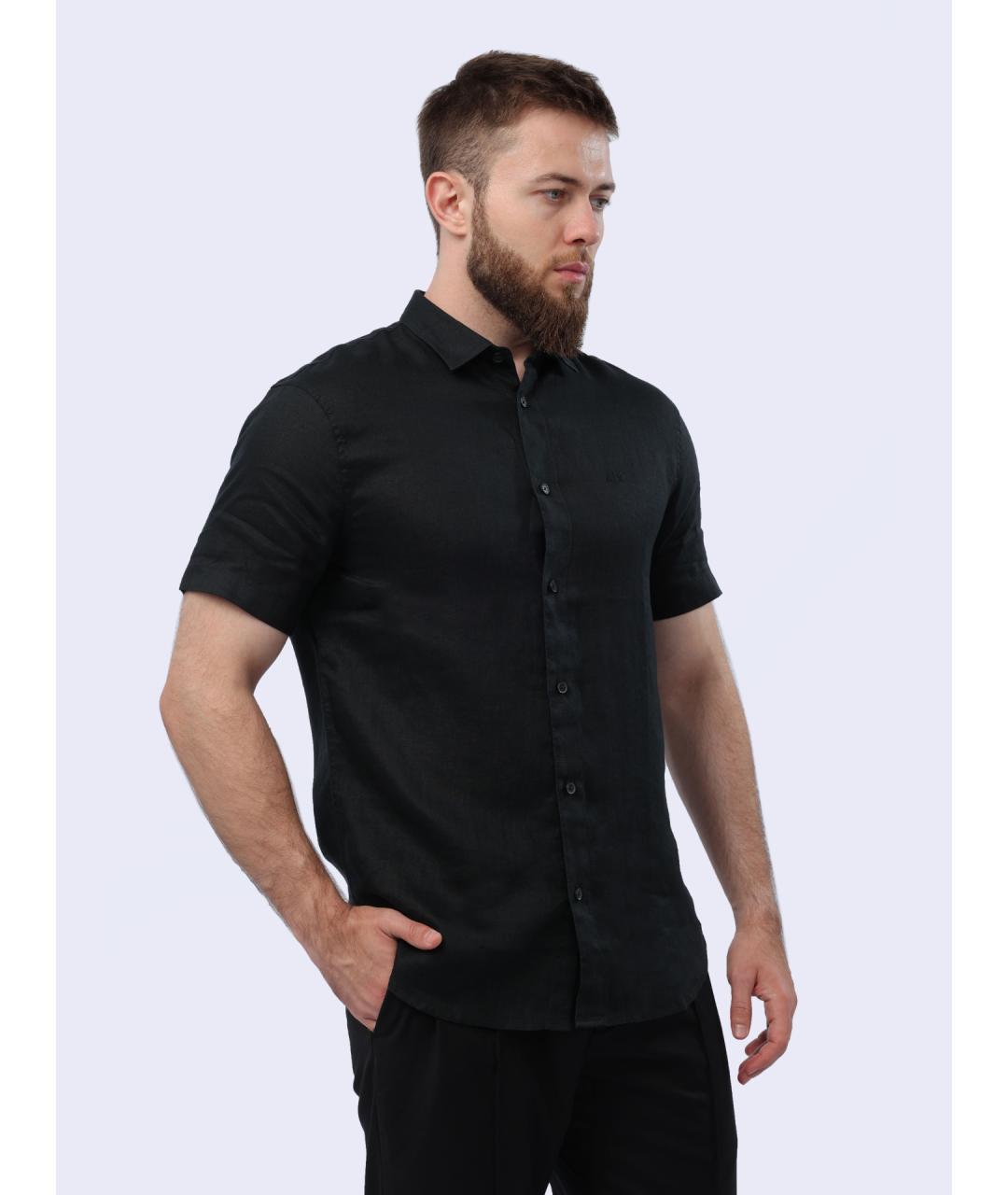 ARMANI EXCHANGE Черная льняная классическая рубашка, фото 5