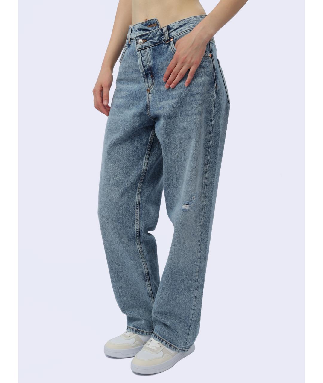 HUGO Голубые хлопковые прямые джинсы, фото 2