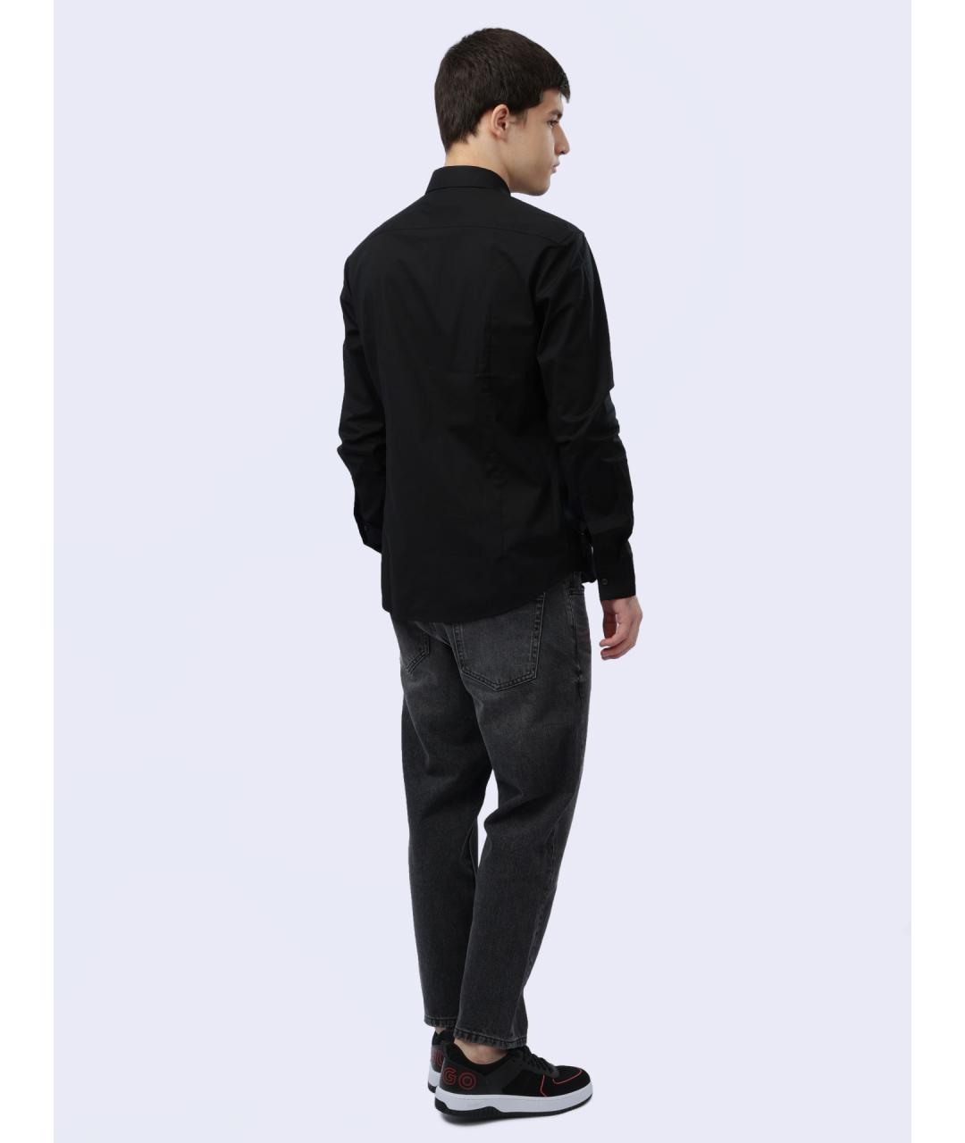 HUGO Черная хлопковая кэжуал рубашка, фото 6