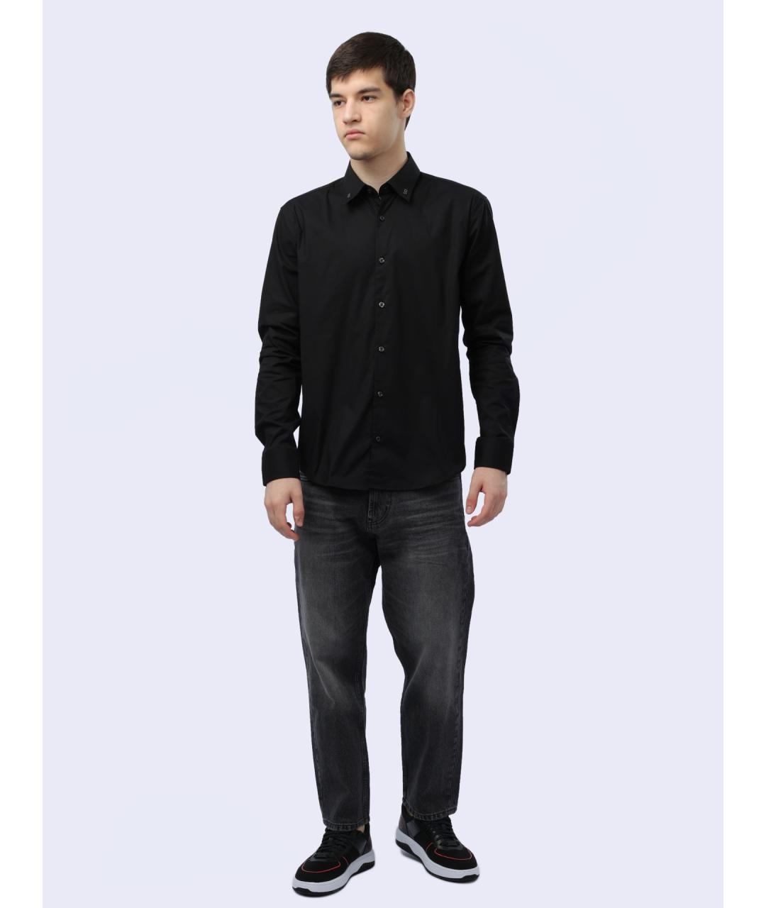 HUGO Черная хлопковая кэжуал рубашка, фото 2