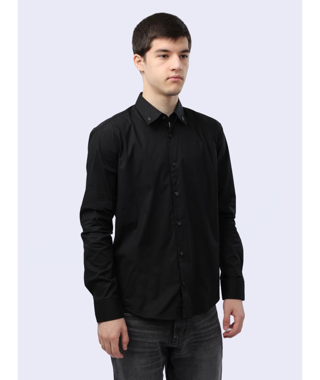 HUGO Черная хлопковая кэжуал рубашка, фото 5