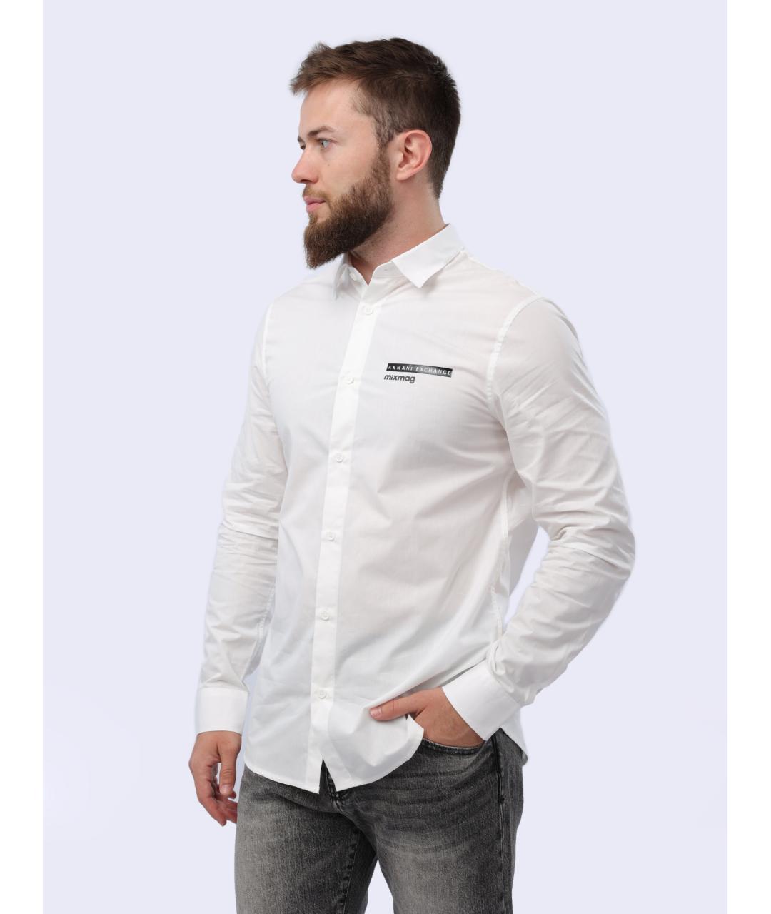 ARMANI EXCHANGE Белая хлопковая классическая рубашка, фото 4