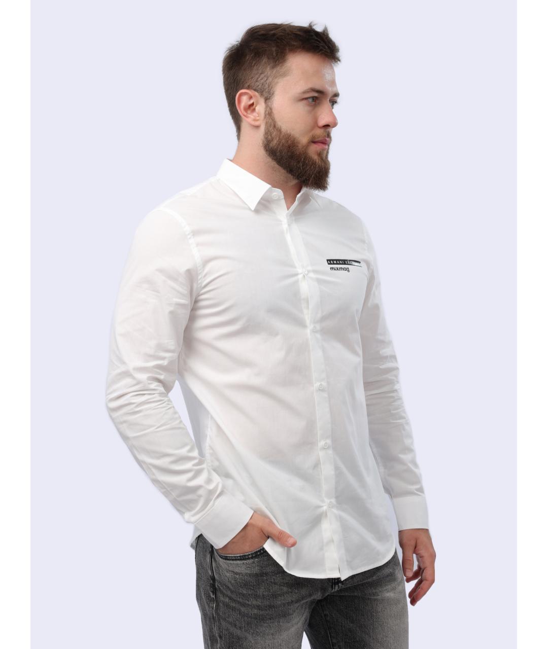 ARMANI EXCHANGE Белая хлопковая классическая рубашка, фото 2