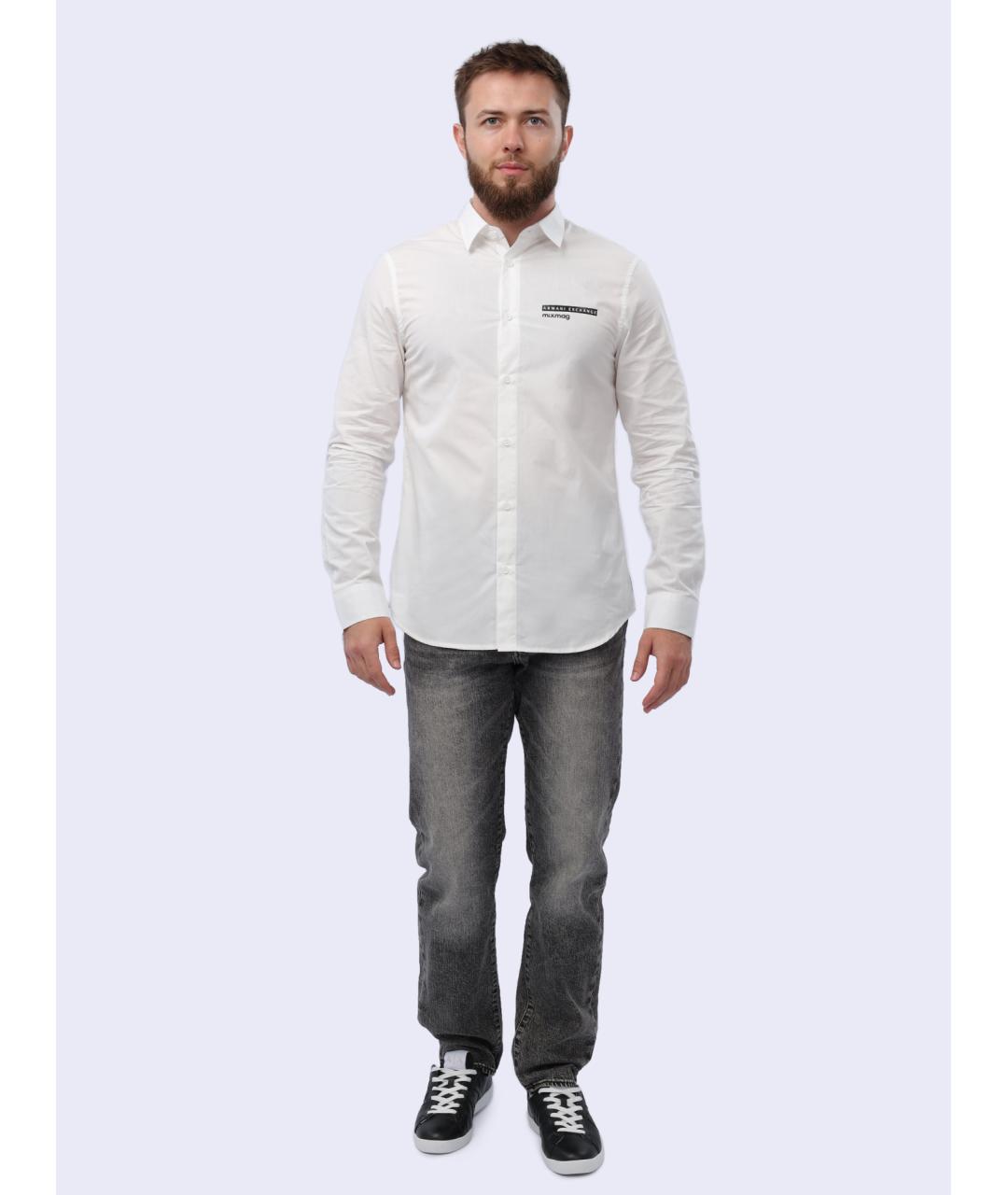 ARMANI EXCHANGE Белая хлопковая классическая рубашка, фото 7