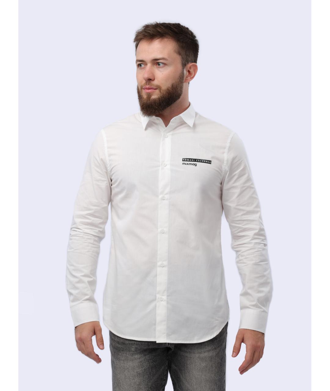 ARMANI EXCHANGE Белая хлопковая классическая рубашка, фото 3