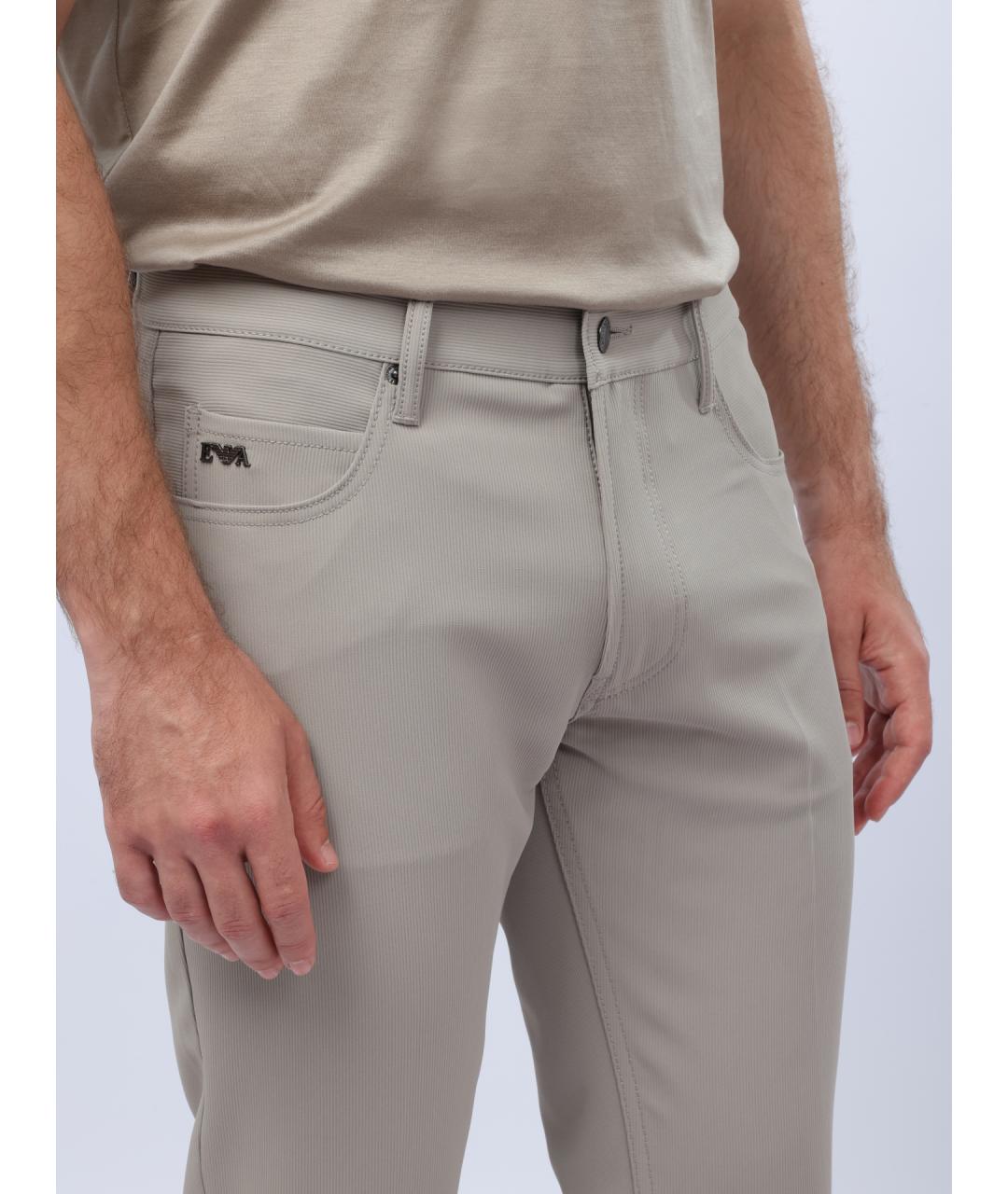 EMPORIO ARMANI Серые хлопковые прямые джинсы, фото 5