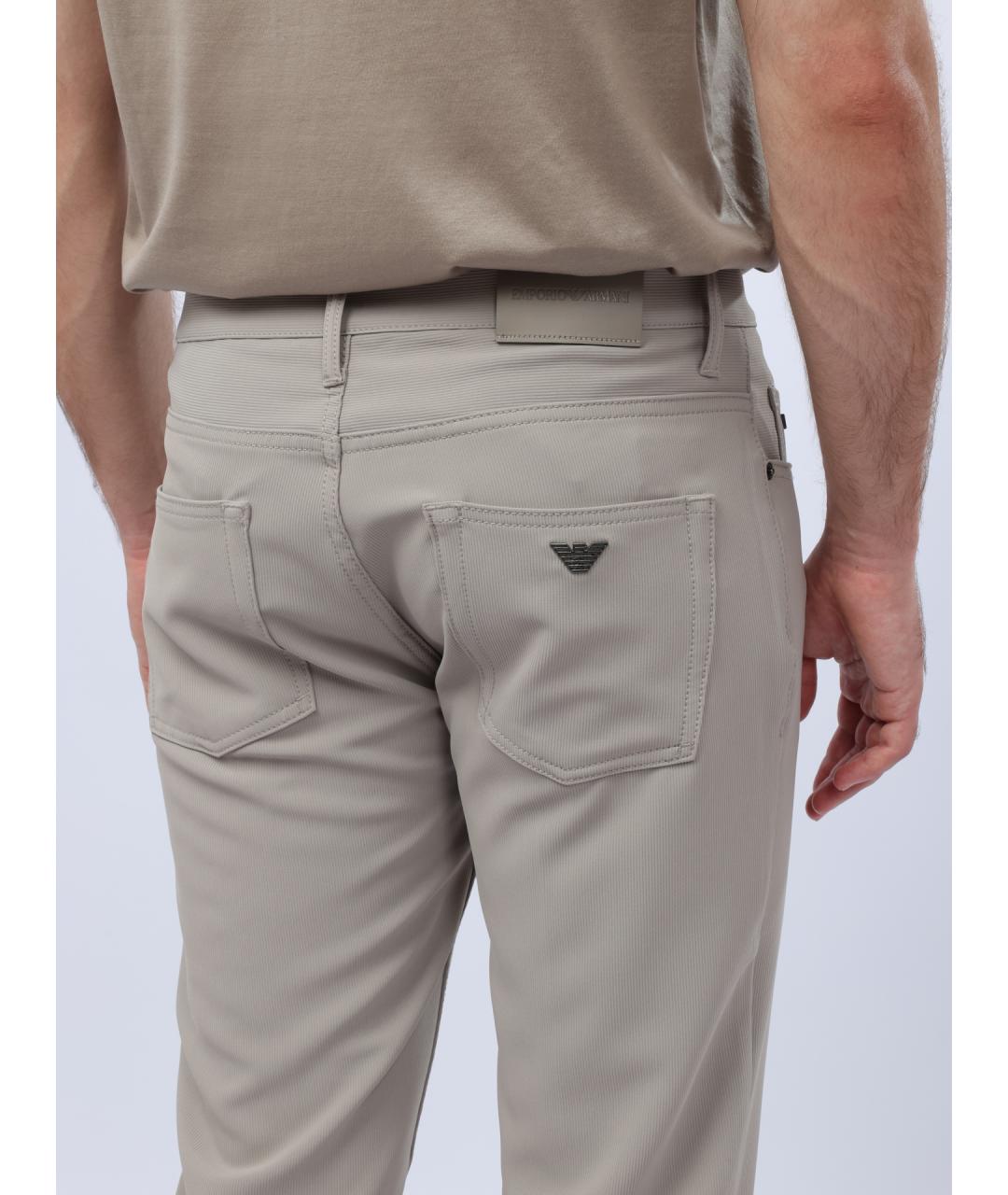 EMPORIO ARMANI Серые хлопковые прямые джинсы, фото 7