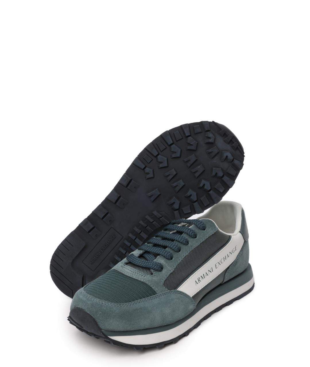 ARMANI EXCHANGE Зеленые замшевые низкие кроссовки / кеды, фото 4