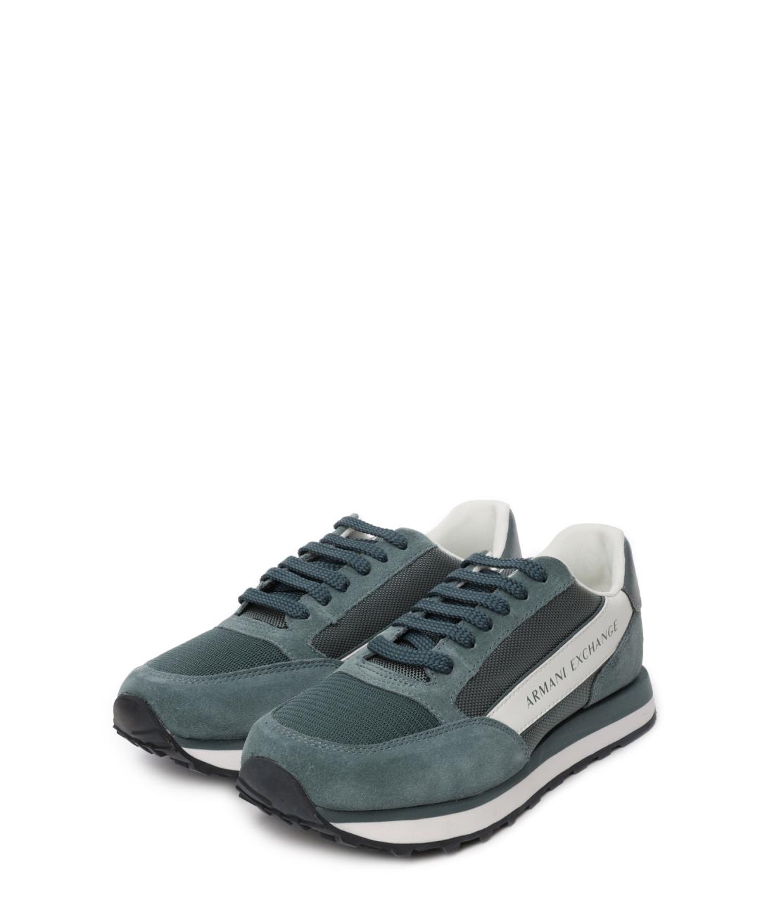 ARMANI EXCHANGE Зеленые замшевые низкие кроссовки / кеды, фото 2