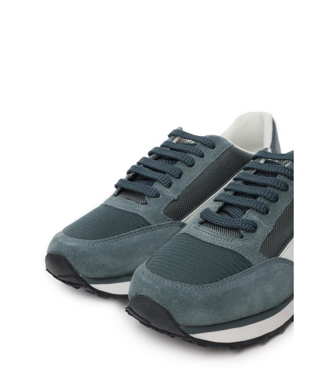 ARMANI EXCHANGE Зеленые замшевые низкие кроссовки / кеды, фото 7