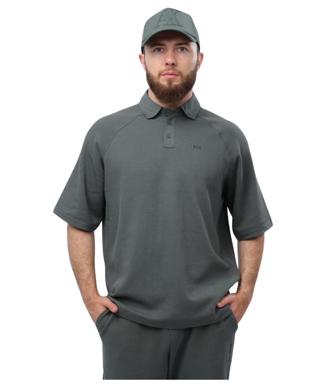 ARMANI EXCHANGE Серое хлопковое поло с коротким рукавом, фото 1
