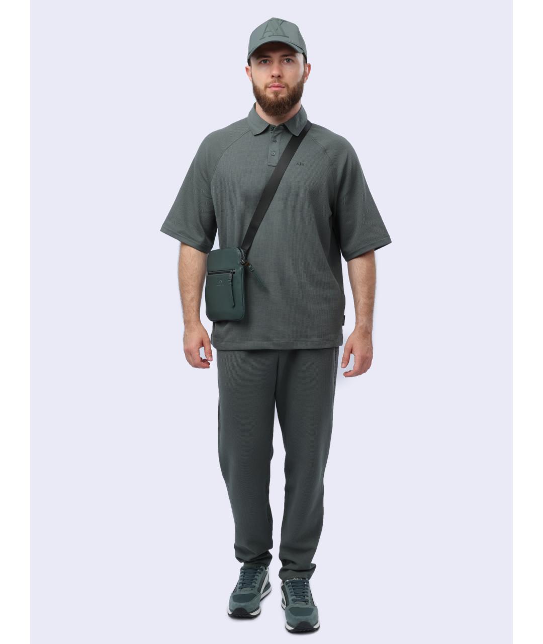 ARMANI EXCHANGE Серое хлопковое поло с коротким рукавом, фото 2