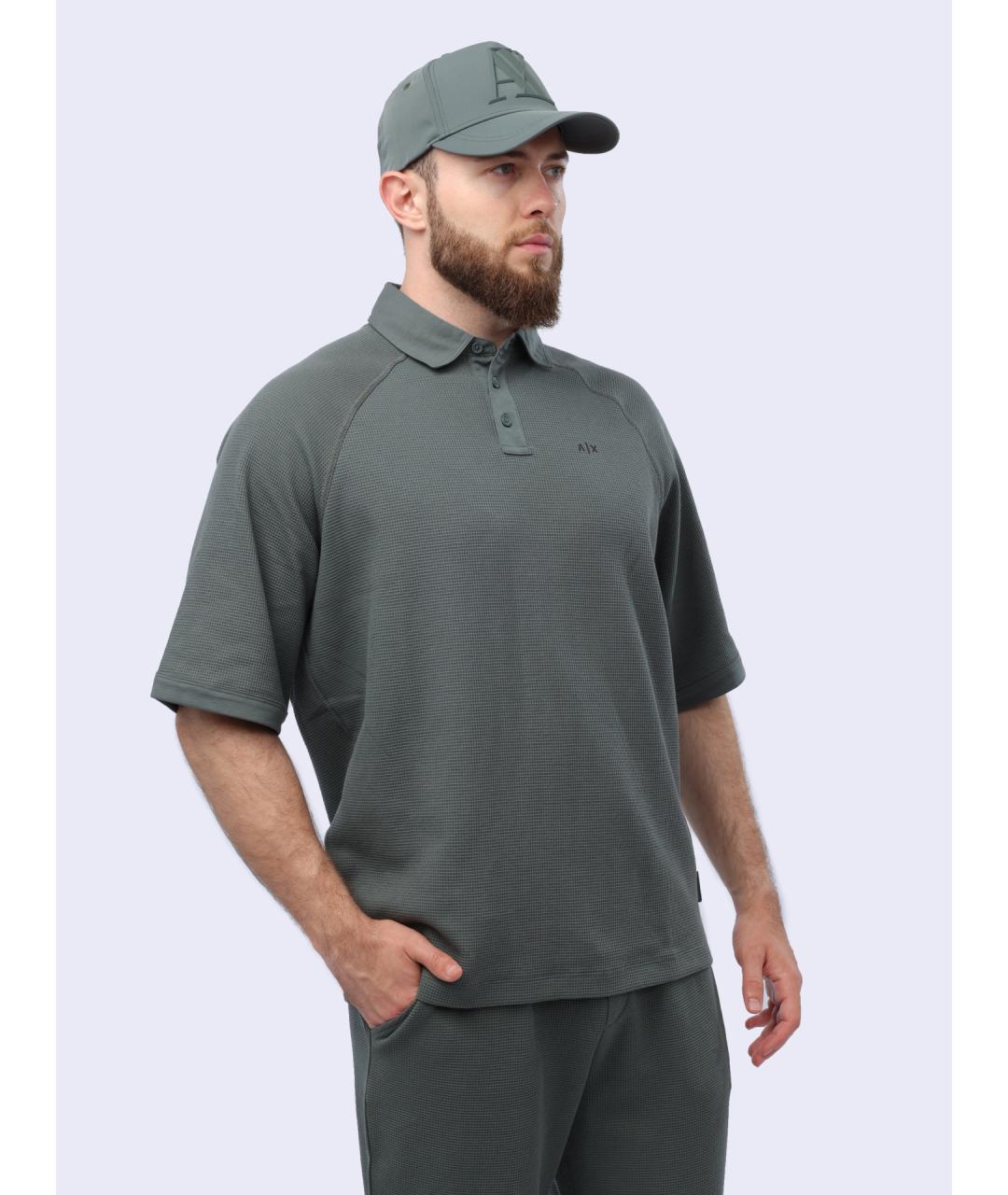 ARMANI EXCHANGE Серое хлопковое поло с коротким рукавом, фото 5