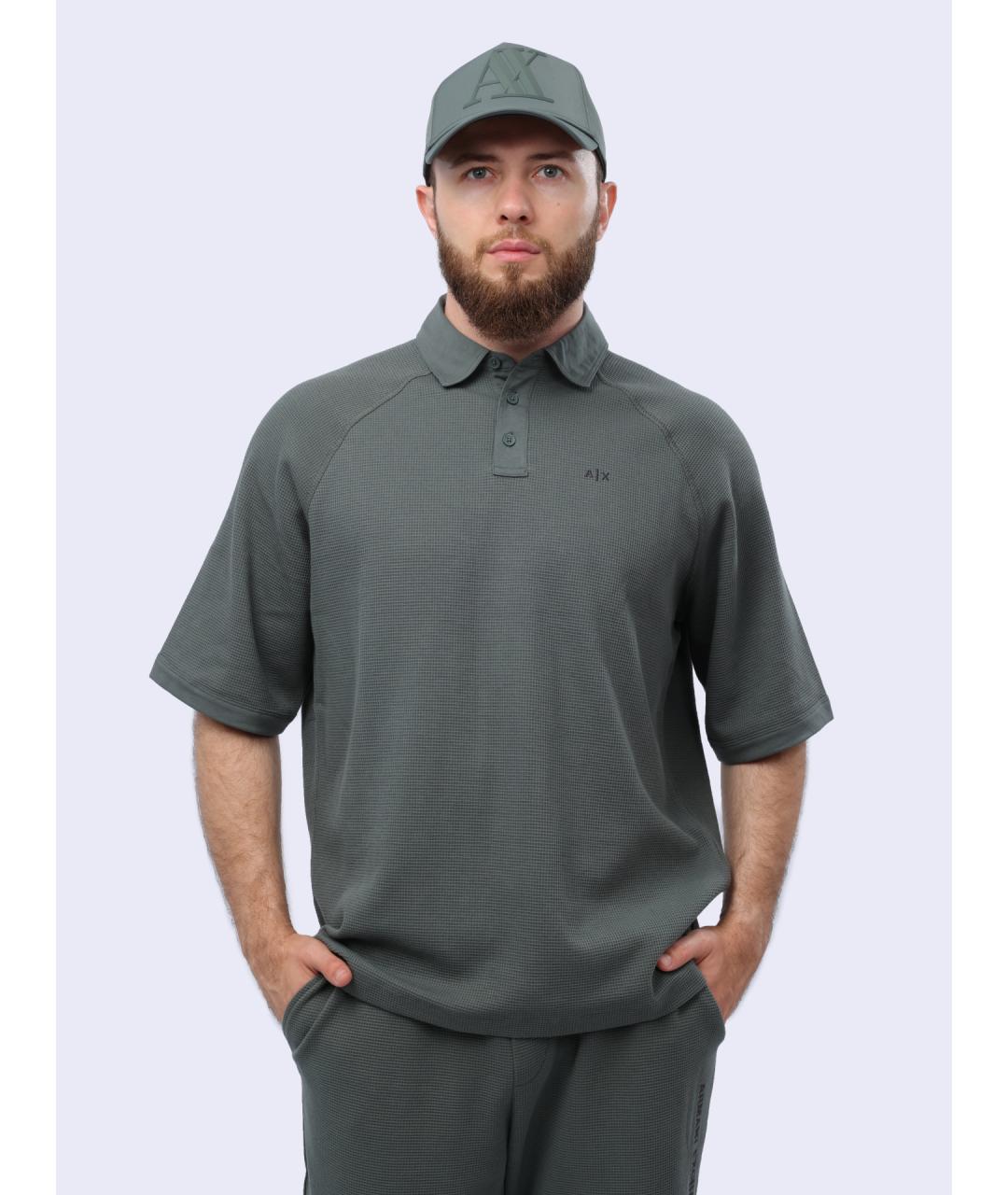 ARMANI EXCHANGE Серое хлопковое поло с коротким рукавом, фото 7