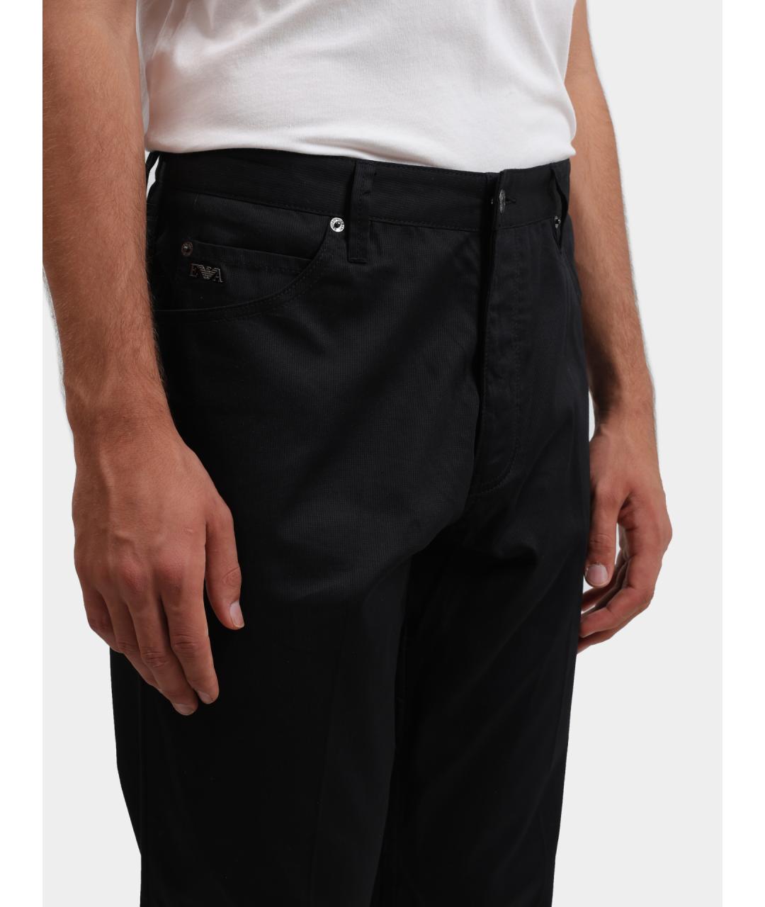 EMPORIO ARMANI Черные хлопковые прямые джинсы, фото 4