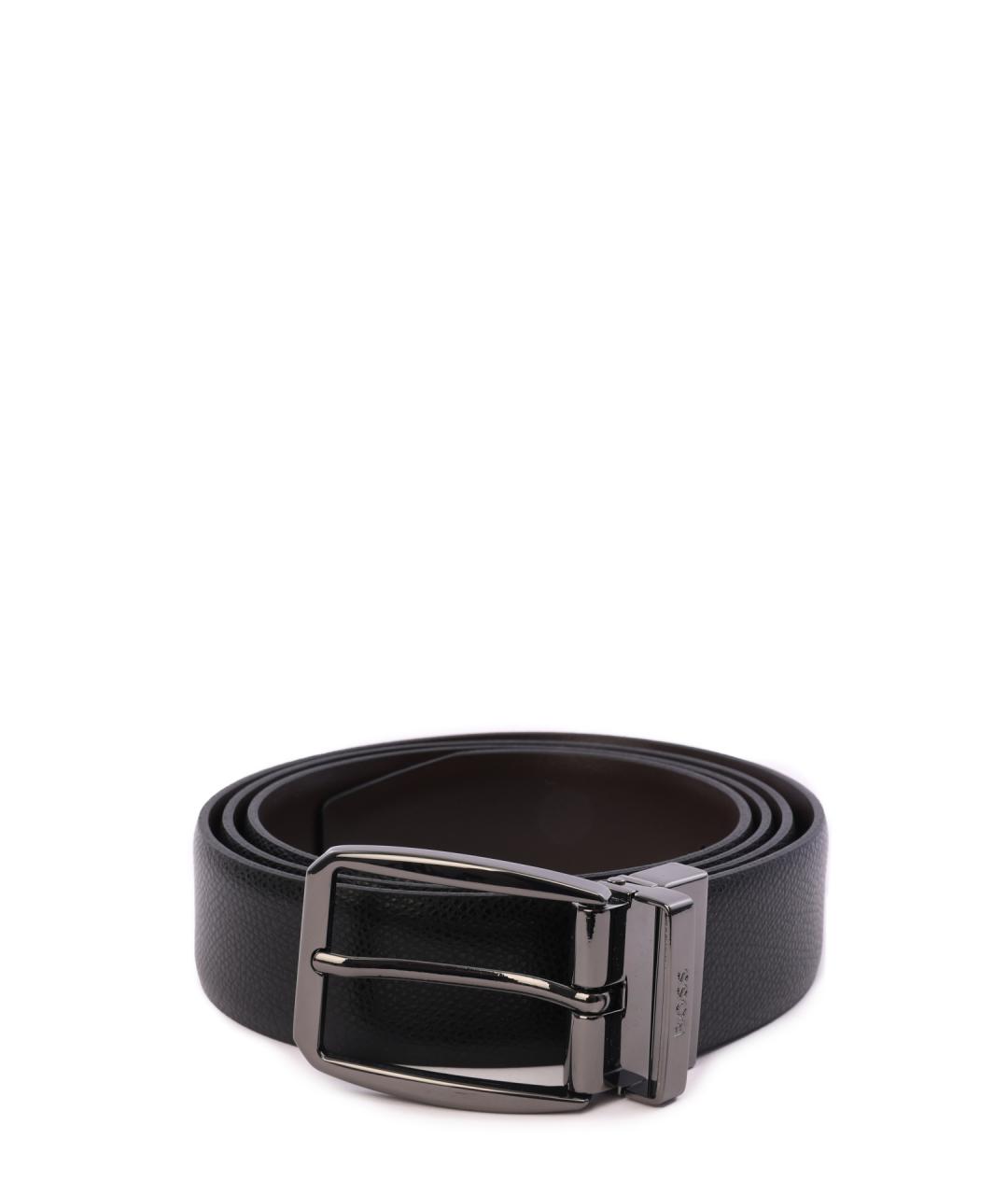 HUGO BOSS Черный кожаный ремень, фото 2