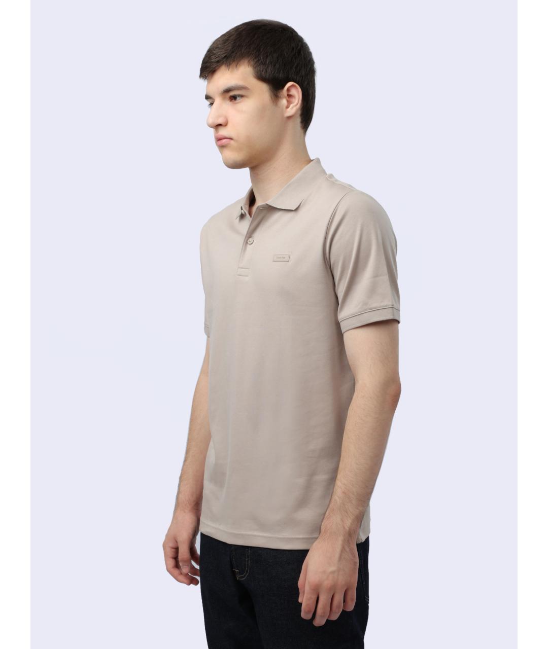 CALVIN KLEIN Серое хлопковое поло с коротким рукавом, фото 4