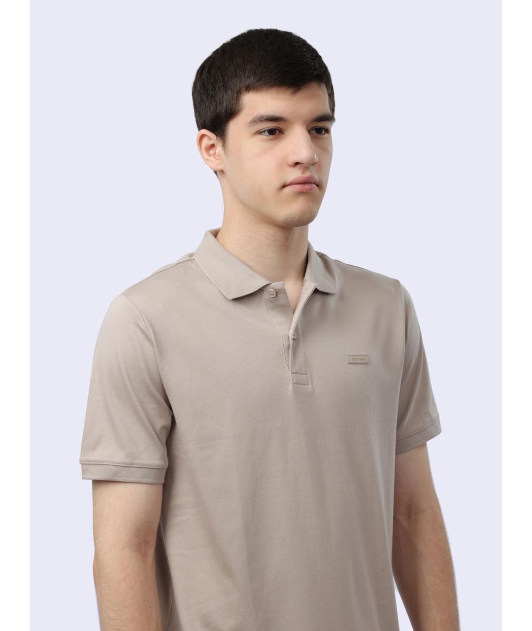 CALVIN KLEIN Серое хлопковое поло с коротким рукавом, фото 5