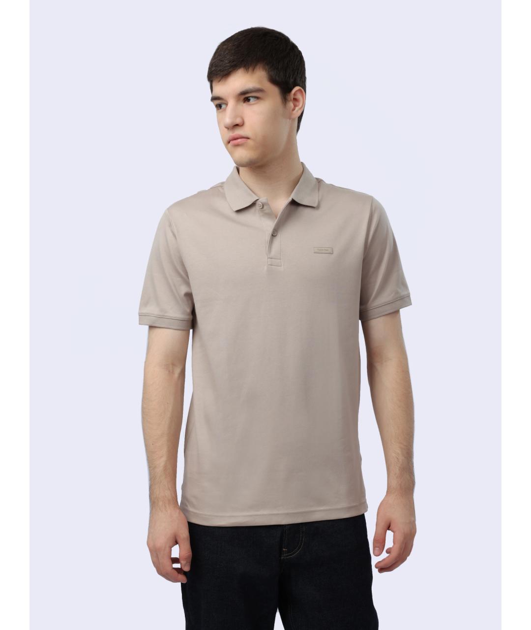 CALVIN KLEIN Серое хлопковое поло с коротким рукавом, фото 3