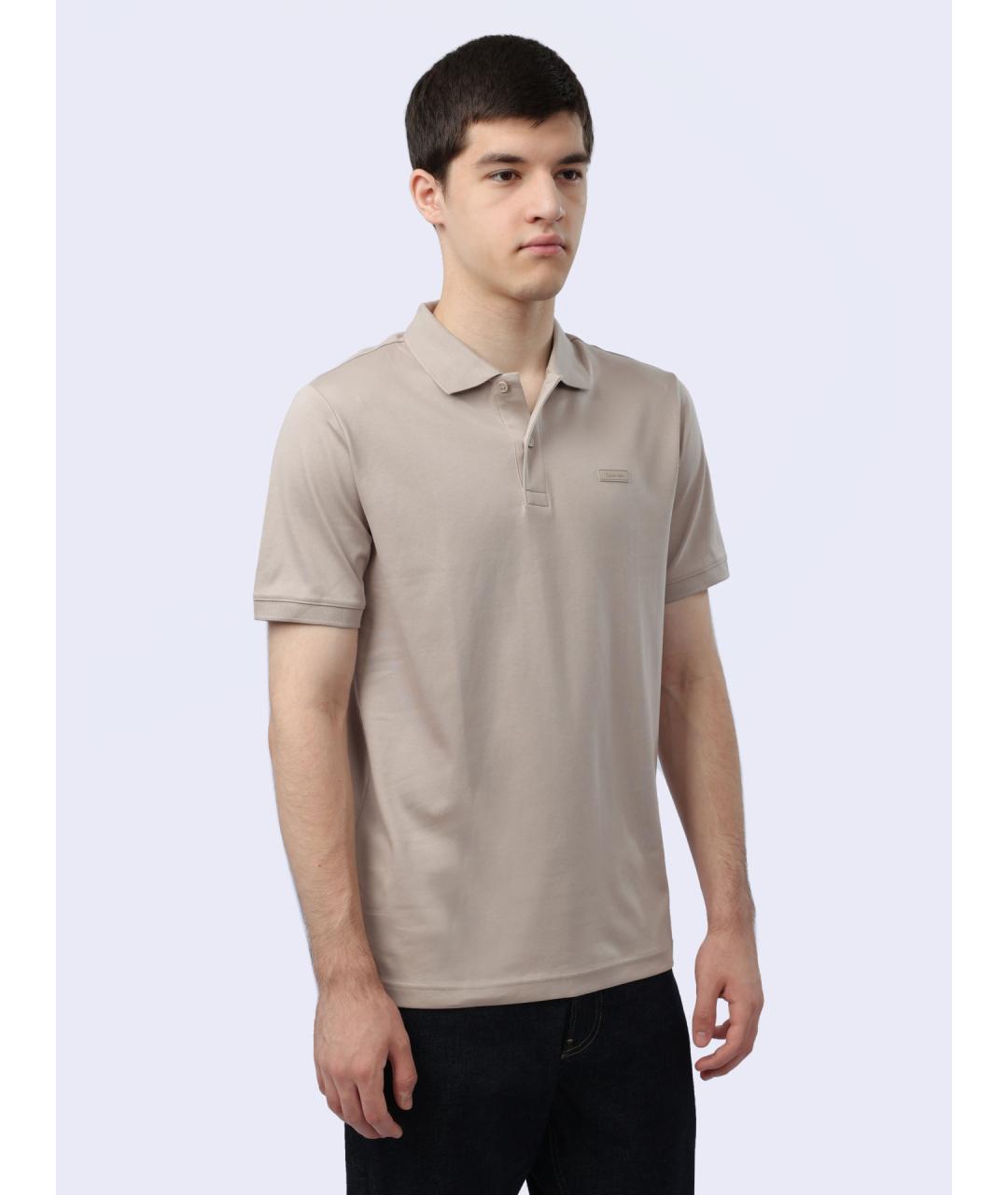 CALVIN KLEIN Серое хлопковое поло с коротким рукавом, фото 6