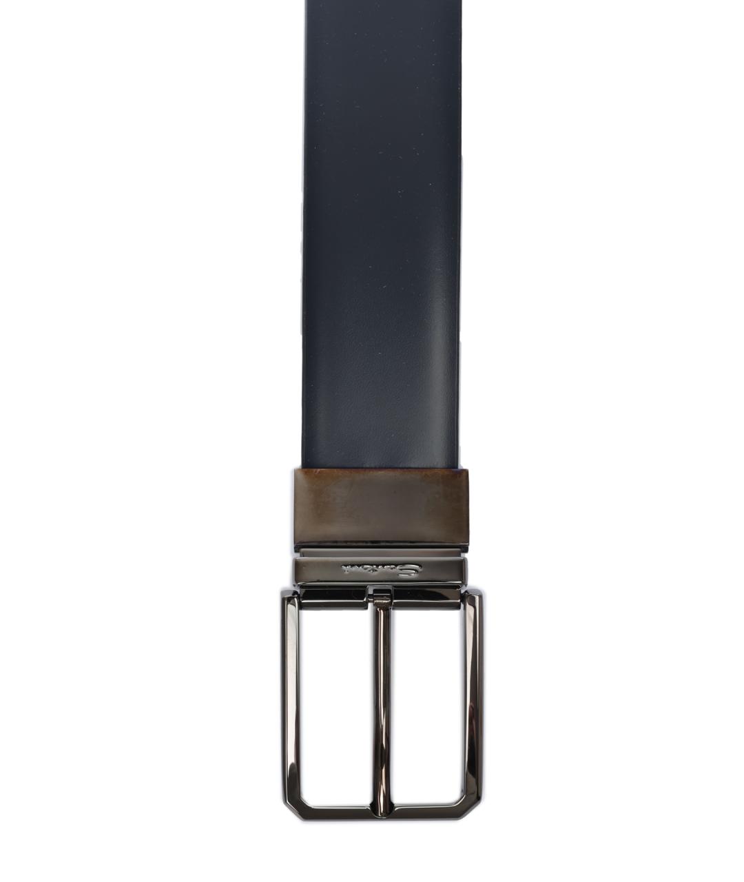 SANTONI Темно-синий кожаный ремень, фото 3