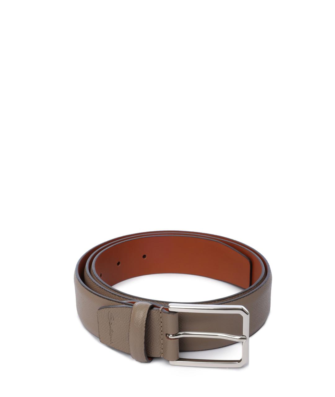 SANTONI Бежевый кожаный ремень, фото 1