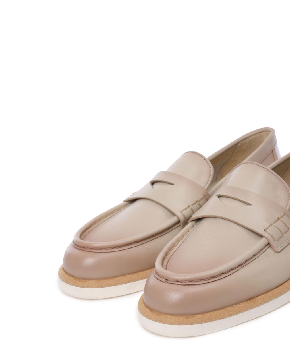 SANTONI Бежевые кожаные лоферы, фото 6
