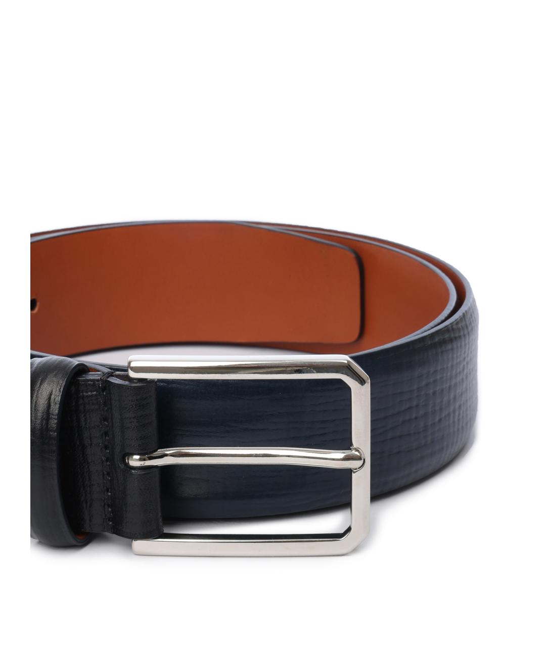 SANTONI Синий кожаный ремень, фото 3