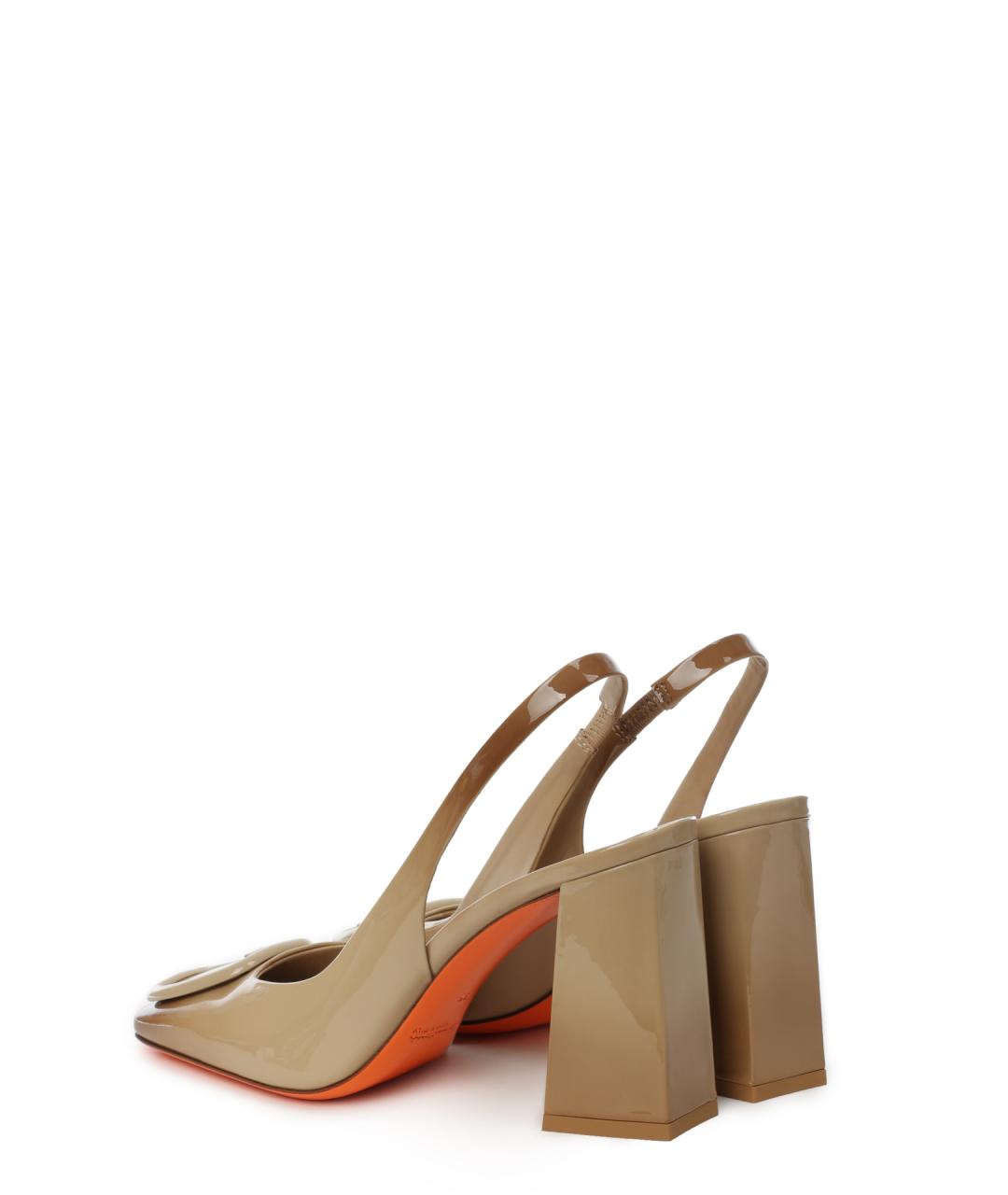 SANTONI Бежевые туфли из лакированной кожи, фото 3