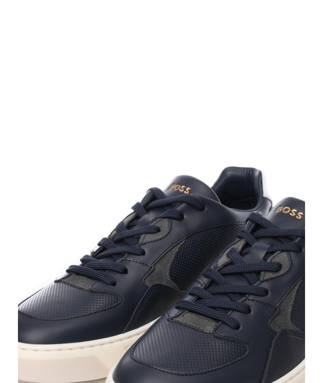 HUGO BOSS Синие кожаные низкие кроссовки / кеды, фото 6