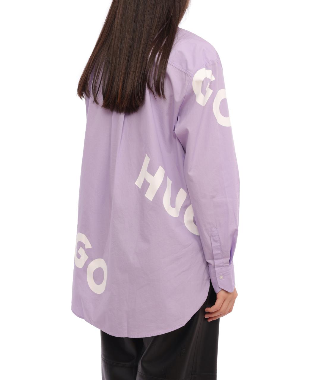 HUGO Фиолетовая хлопковая рубашка, фото 5