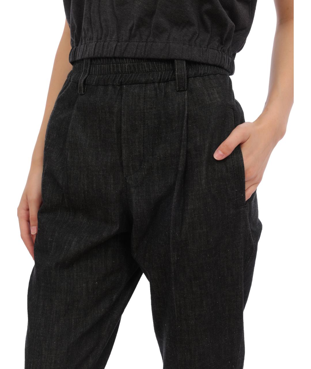 BRUNELLO CUCINELLI Черные хлопковые прямые джинсы, фото 4