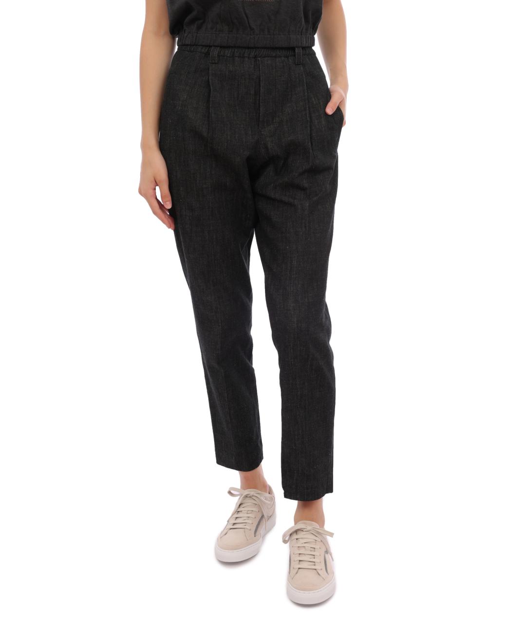 BRUNELLO CUCINELLI Черные хлопковые прямые джинсы, фото 1