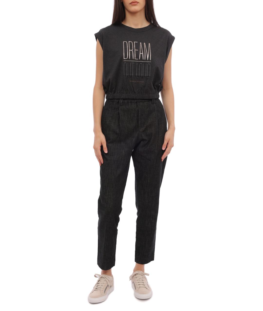 BRUNELLO CUCINELLI Черные хлопковые прямые джинсы, фото 2