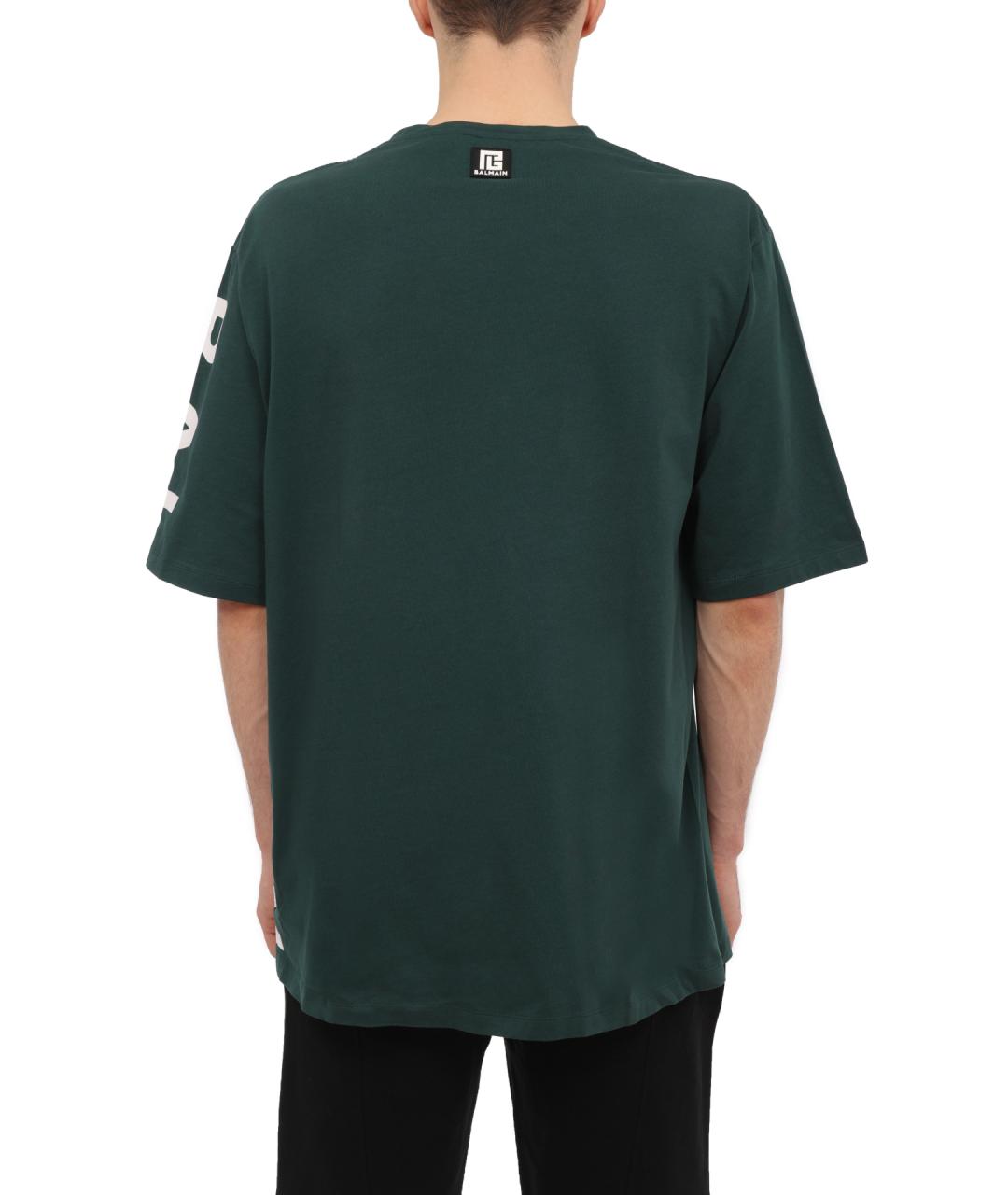 BALMAIN Зеленая хлопковая футболка, фото 5