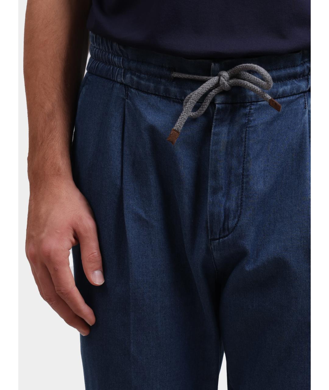 BRUNELLO CUCINELLI Синие хлопковые прямые джинсы, фото 4