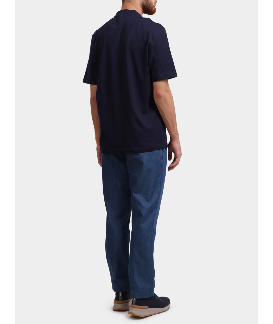 BRUNELLO CUCINELLI Синие хлопковые прямые джинсы, фото 5