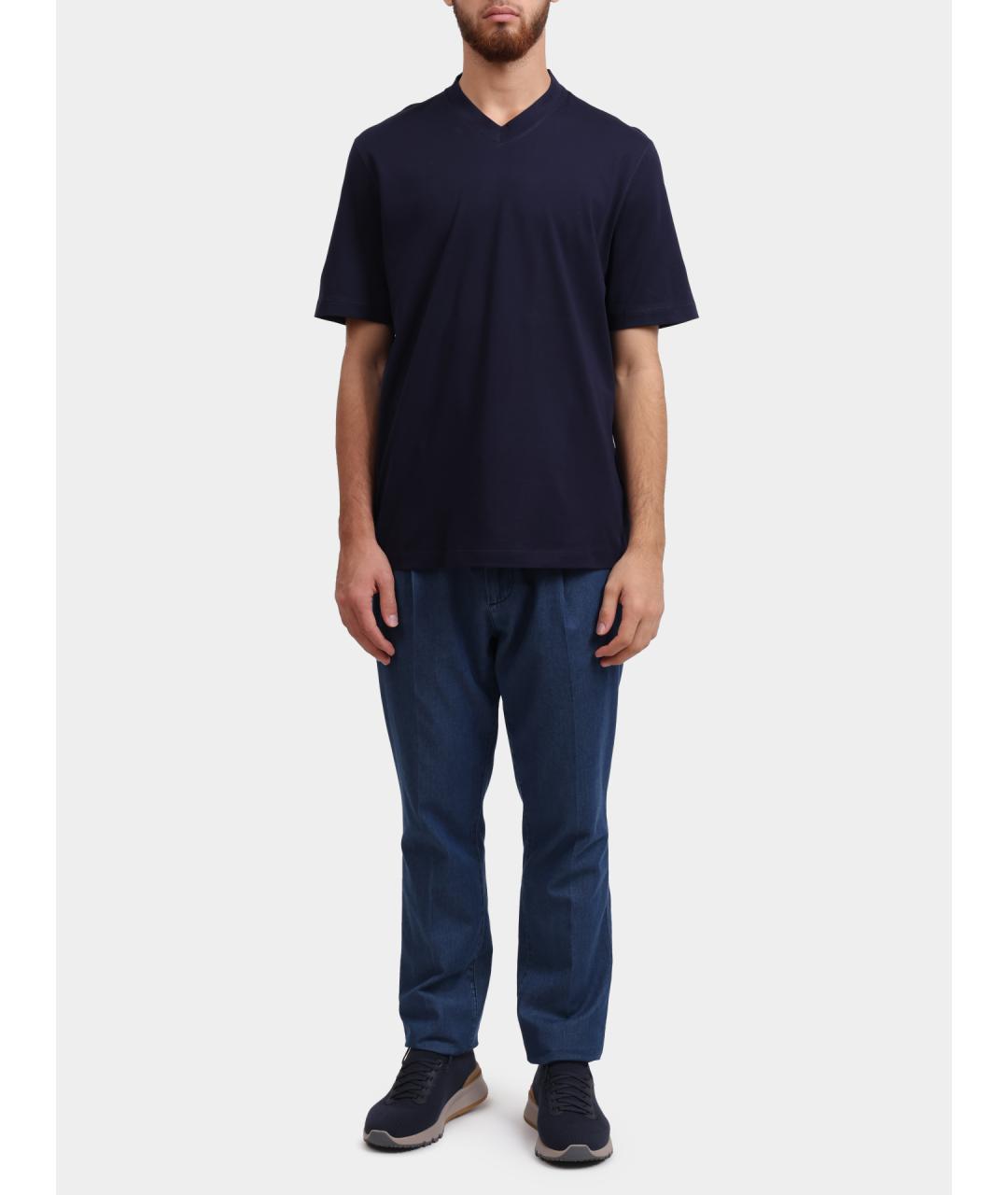 BRUNELLO CUCINELLI Синие хлопковые прямые джинсы, фото 2