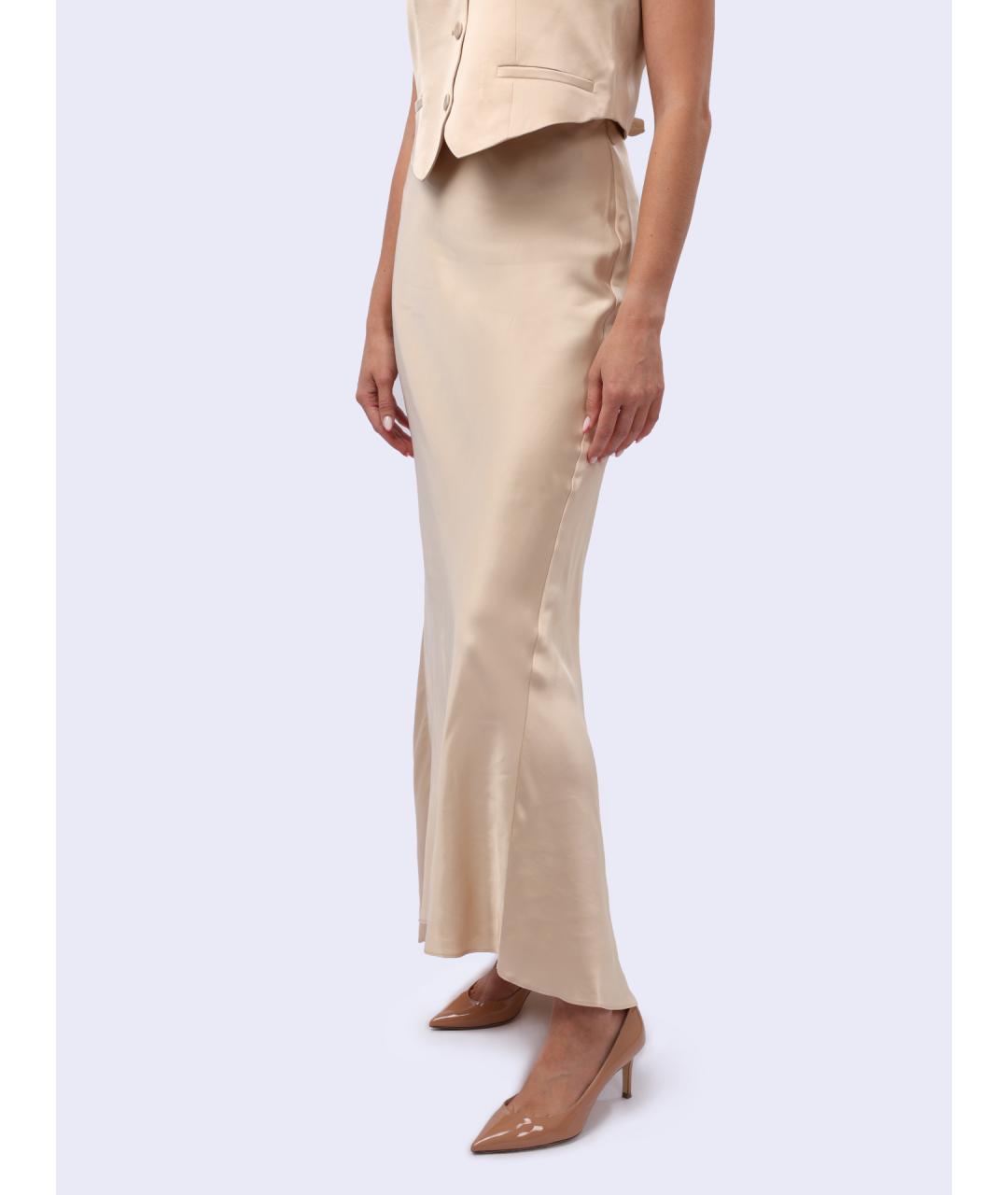 LIU JO Бежевая вискозная юбка макси, фото 3