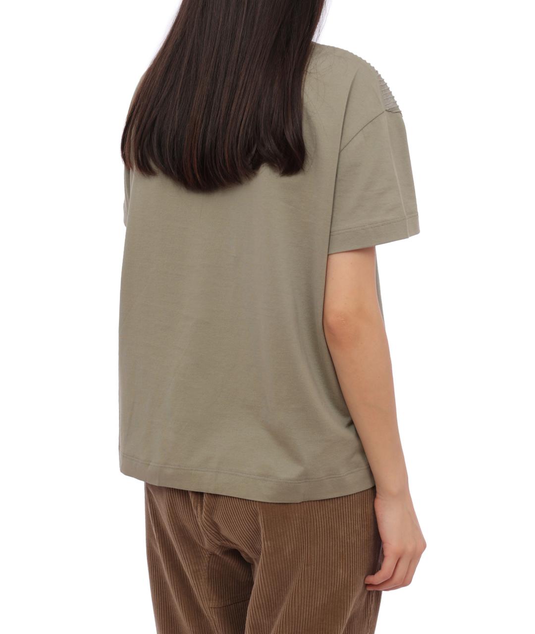 BRUNELLO CUCINELLI Зеленая хлопковая футболка, фото 5